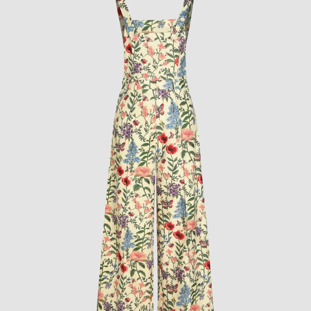 🆕➕️ CIDER Floral Lightweight Corduroy Button Wide Leg Jumpsuit CREAM 0XL $59